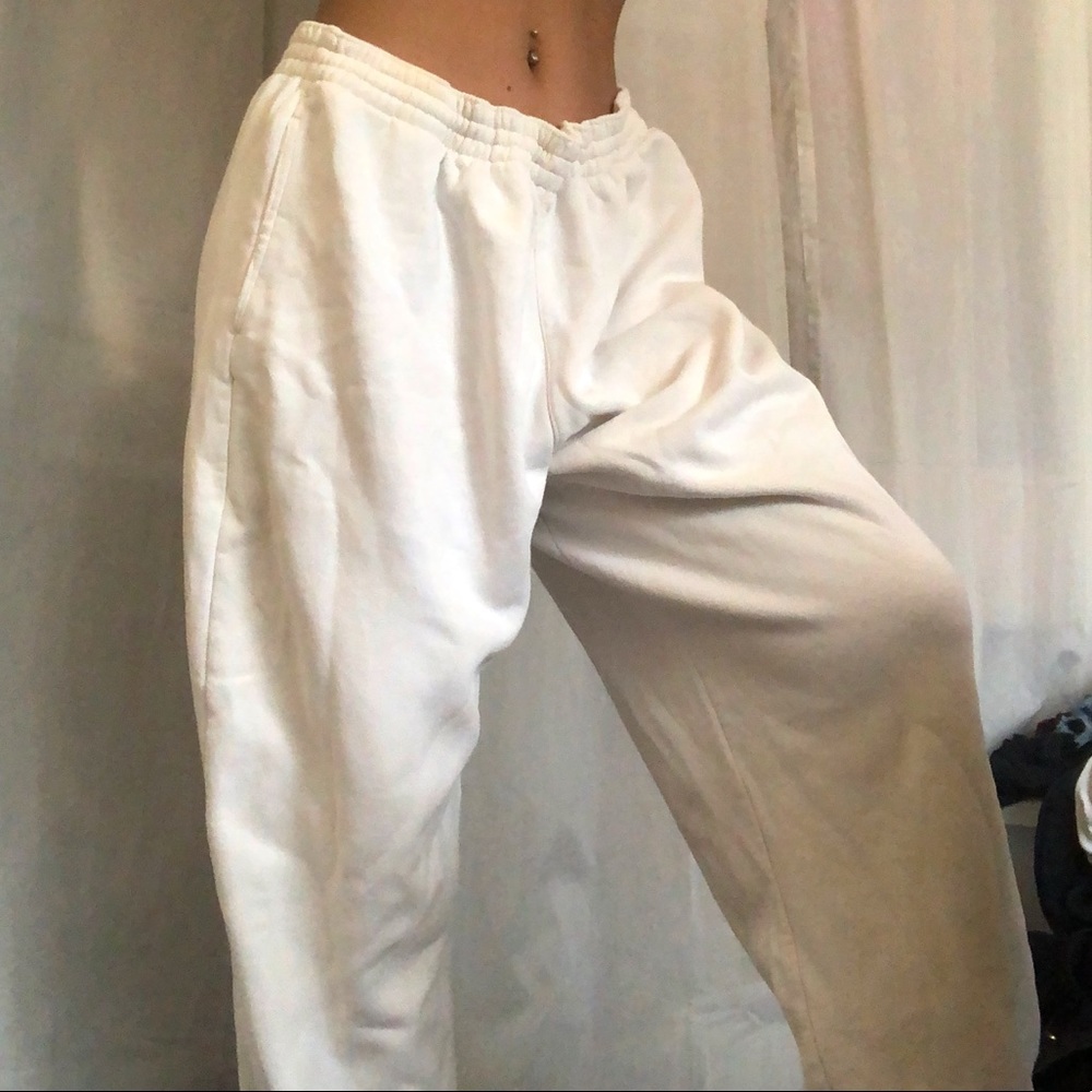 white sweatpants